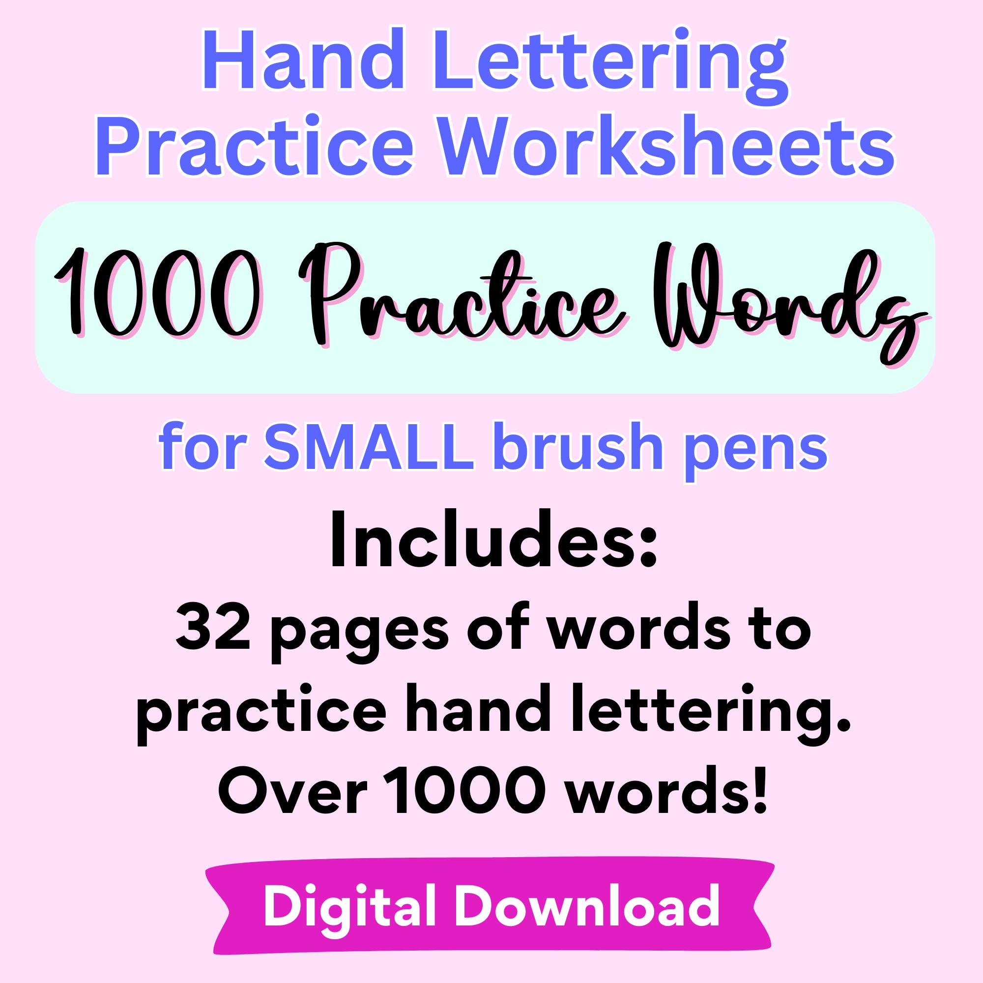 1000+ Hand Lettering Practice Words, Small Tipped Brush Pens ...