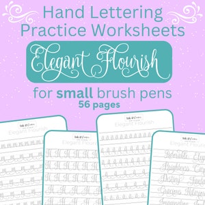 Feuilles d'exercices pratiques pour le lettrage à la main | Manuscrit fleuri | Calligraphie fleurie | Pratique de l'écriture | Petit pinceau