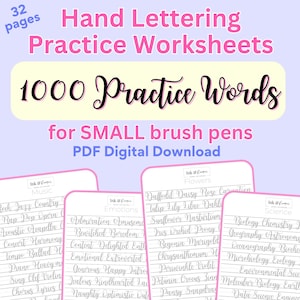 Más de 1000 palabras para practicar letras a mano, rotuladores de punta fina, hojas de trabajo para letras a mano, caligrafía elástica, libro de trabajo de escritura a mano
