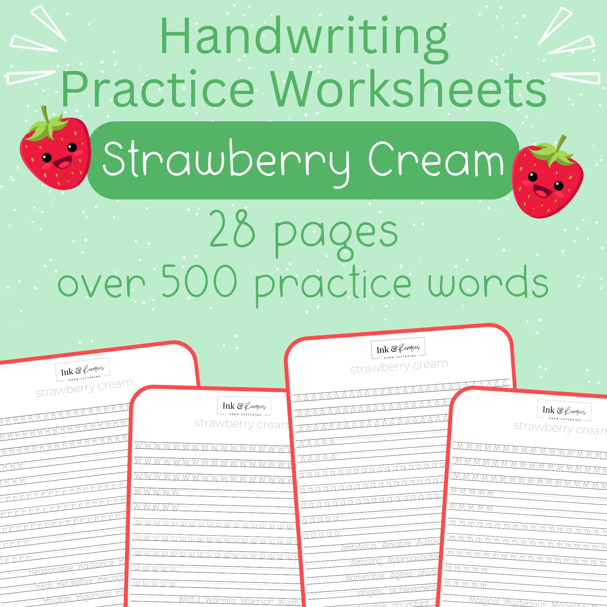 Handwriting Practice Sheets, Printable Handwriting Worksheets, Alphabet