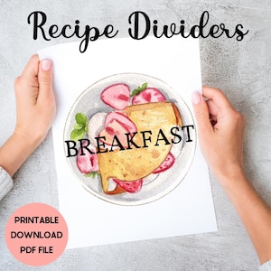 PRINTABLE Recipe Binder Dividers 8.5x11 A4|| DIGITAL DOWNLOAD || Watercolor Vintage Kitchen Art || Housewarming Gift Idea