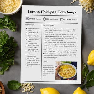 Plantilla de tarjeta de receta sencilla / Editable e imprimible / Tamaño A4 / Carta de EE. UU. / Plantilla de Canva