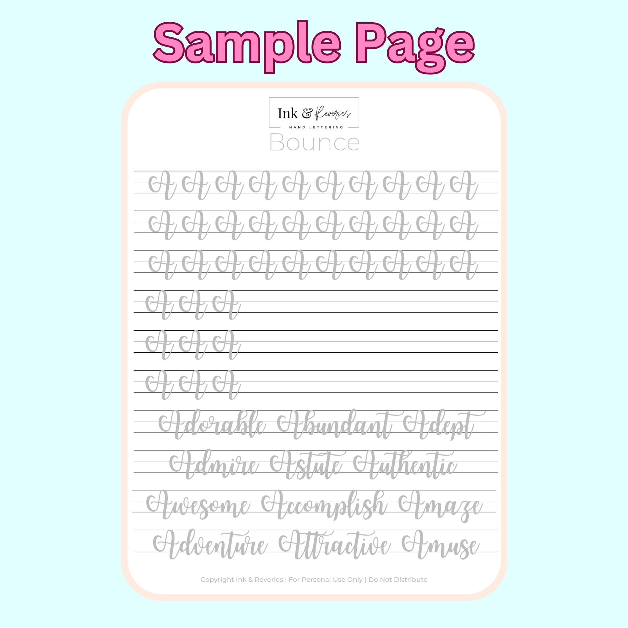 Hand Lettering Practice Worksheets | Bouncy Handwriting | Bouncy ...