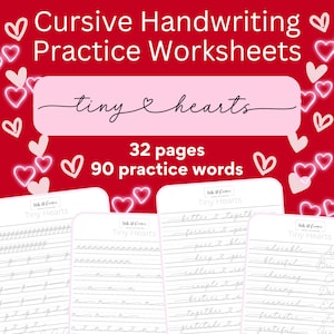 Cursive Handwriting Practice | Printable Handwriting Workbook | Handwriting Practice Sheets | Alphabet Tracing | Heart Handwriting
