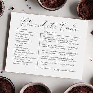 Minimalist Recipe Card Template for Recipe Box, Editable Simple Recipe Card, Custom Printable Recipe Card, Personalized Recipe 6x4 7x5