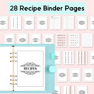 Printable Recipe Binder Pages | 8.5x11 &amp; A4 | Minimalist Printable Recipe Book Binder With ...