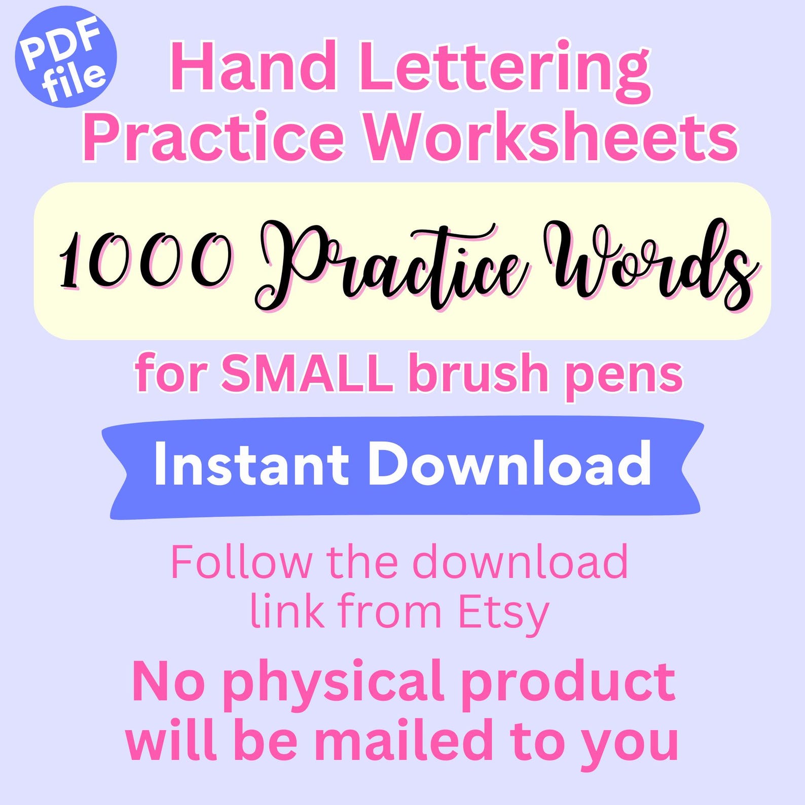 1000+ Hand Lettering Practice Words, Small Tipped Brush Pens ...