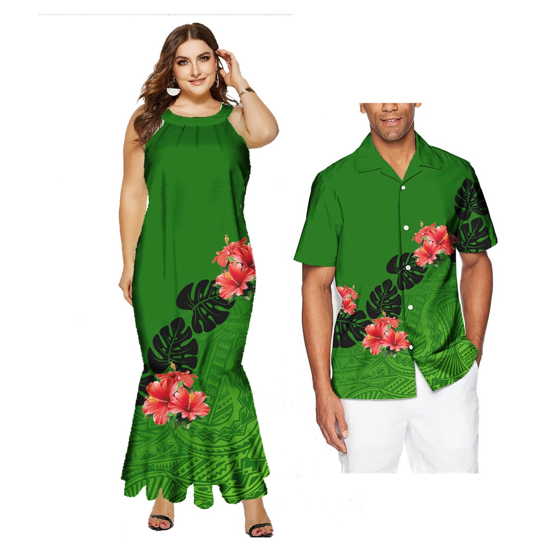 Polynesian Tribal Design Sets of Couples Women Mermaiddress and Aloha ...