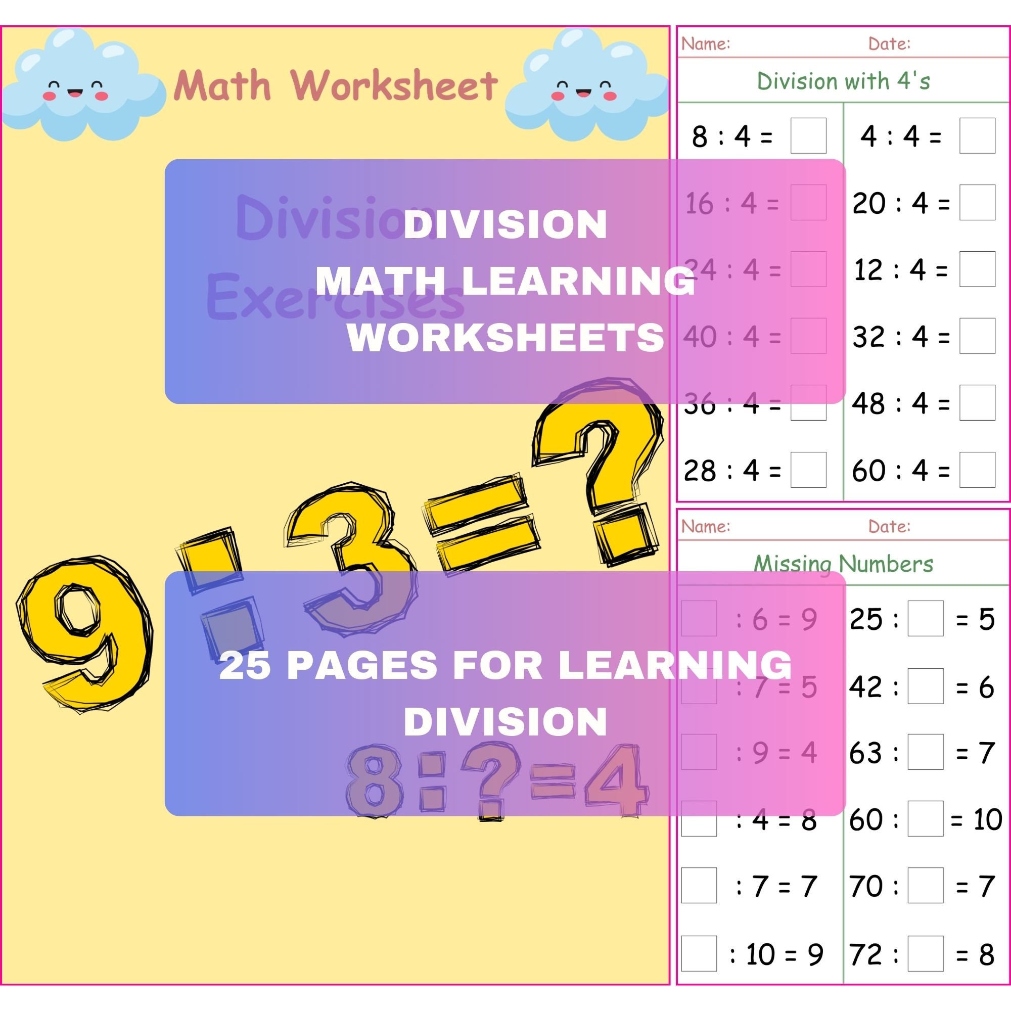 Printable Math Worksheets, Printable Division Worksheets, Maths ...