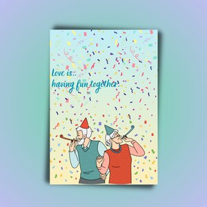 Valentinstag Grußkarte, Liebe ist, Spaß zusammen zu haben, süße Liebeskarte und / oder Tisch, Geschenk für Sie und Ihn, digitaler Download & druckbare,