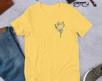 T-shirt emblem of South Africa with flag, Protea, plant, Gift from South Africa, Souvenir, African Heritage, classic unisex