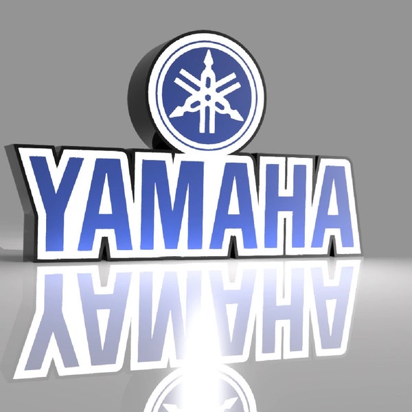 Yamaha LED illuminated display light box Yamaha decals Yamaha stickers Yamaha motorbikes LED illuminated  kids bedroom man cave workshop