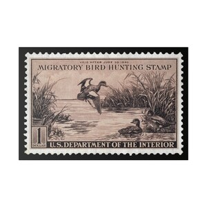 Official 1942 - 1943 Federal Duck Stamp - Canvas Sign