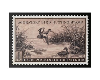 Official 1942 - 1943 Federal Duck Stamp - Canvas Sign