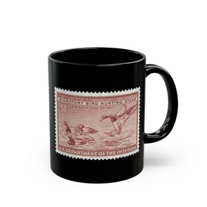 Official 1946-1947 Federal Duck Stamp Black Mug 11oz