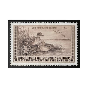 Official 1939 - 1940 Federal Duck Stamp - Canvas Sign