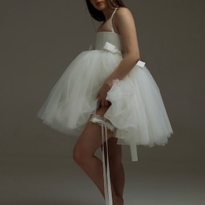 Special Occasion Ivory Corset Mini Dress - High Waist & Tutu Skirt Design