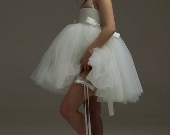 Special Occasion Ivory Corset Mini Dress - High Waist & Tutu Skirt Design