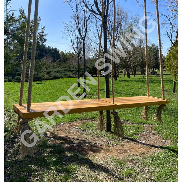 Double Painted Tree Swing - Jute Rope Swing - Outdoor & Indoor Swing - Wooden Seat - Outdoor Swing - Backyard Swing - Mothers Day Gift