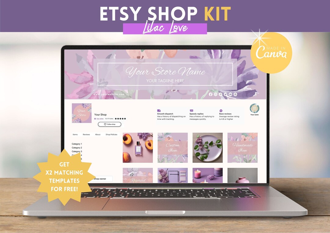 Etsy Shop Kit | Etsy Banner Design Templates | Branding Kit | Canva ...