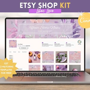 Etsy Shop Kit | Etsy Banner Design Templates | Branding Kit | Canva Templates Fully Editable | Perfect For Small Business | Lilac