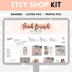 Etsy Shop Kit | Etsy Banner Design Templates | Branding Kit | Canva Templates Fully Editable | Perfect For Small Business | Pink