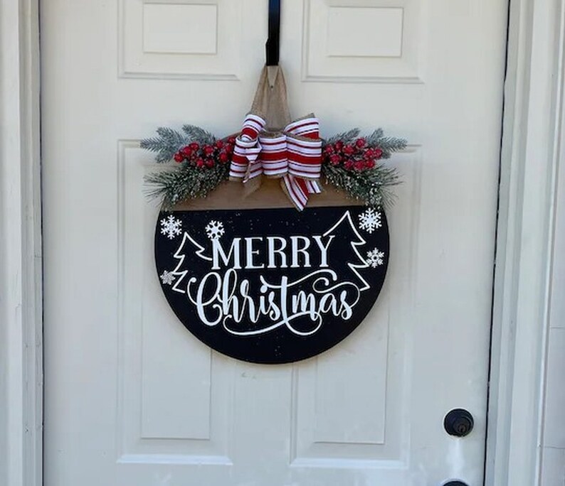 Merry Christmas Ornament Door Hanger Christmas Front Door Etsy