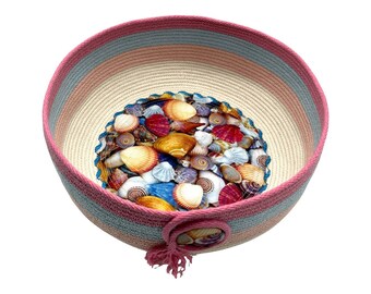Sea shells handmade soft cotton rope basket