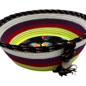 Colorful small size handmade rope basket