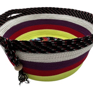 Colorful big size handmade rope basket with handles