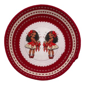 Handmade cotton rope bowl with image on the bottom