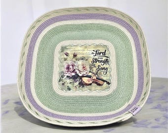 Handmade rope bowl-Decorative rope bowl-Table centerpiece-Gift idea-Christian theme decorative handmade cotton rope bowl
