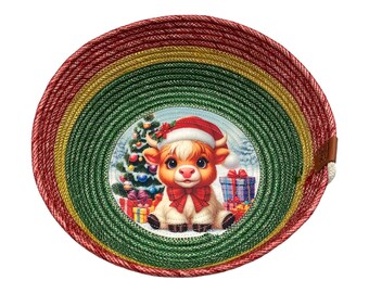 Christmas decorative bowl-Handmade rope bowl-Candy bowl-Table centerpiece-Rope bowl-Handmade bowl
