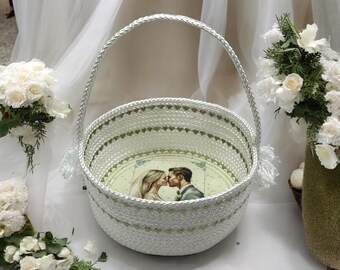 Flower girl basket-Wedding flower basket-Wedding ceremony basket