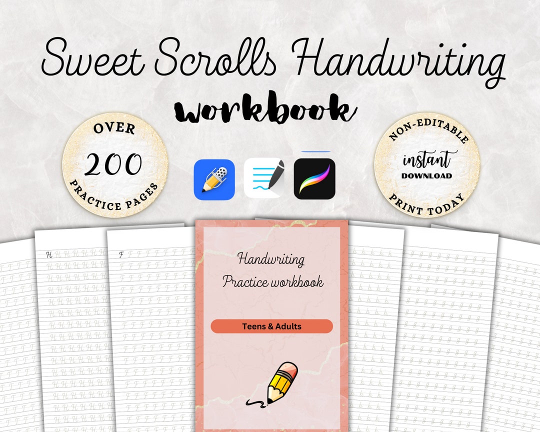 Handwriting Workbook Bundle Printable iPad Templates for Goodnotes