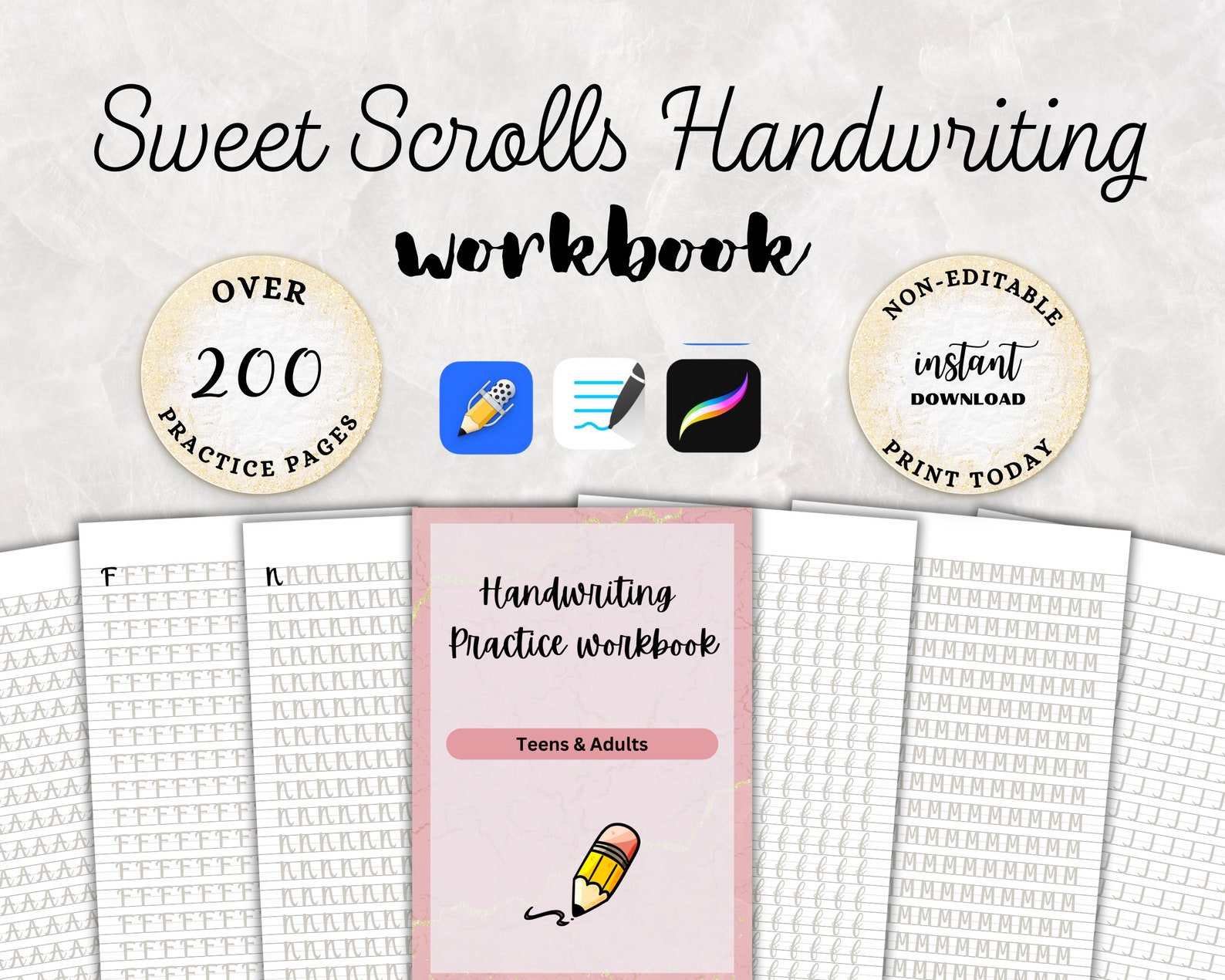 Handwriting Workbook Bundle Printable iPad Templates for Goodnotes ...