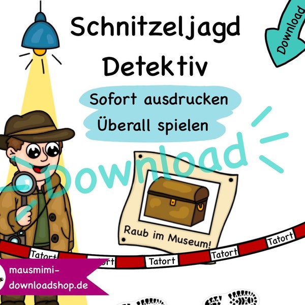 Schnitzeljagd Schatzsuche Detektiv 6-8 J. Kindergeburtstag