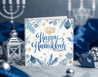 Modern Hanukkah Card Set | Jewish Holiday Greetings (Printable PDF)