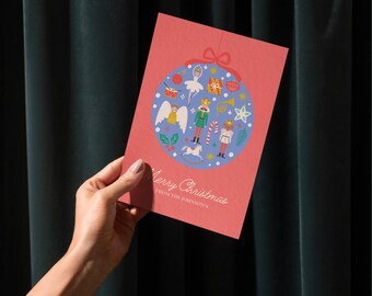 Customizable Nutcracker Themed Ornament Christmas Card  Flat and Foldable Card Option  Editable Printable Template Sugarplum Fairy