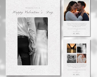 Modern 2026 Valentine Editable Photo Card Template 2 Back Options Custom Photo Card Clean Photo Gallery Modern Multi-Photo Greetings