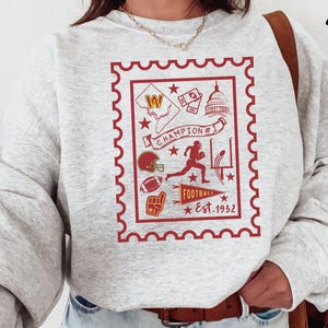 Washington Football Stamp Sweatshirt, Washington Crewneck, Washington Gift, Football Mom Sweater, Football Fan Shirt, Game Day Outfit