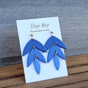 Handmade Ombré Blue Polymer Clay Dangle Earrings