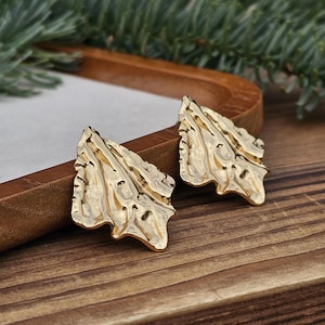 Golden studs,large stud earrings,rhombus,statement earrings, gift for her,stainless steel stud earrings,irregular shape studs,vintage studs