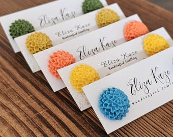 Polymer Clay Flower Stud Earrings: Colorful Floral Jewelry