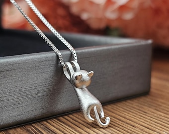 Katthängehalsband, Kattungehängehalsband, Katthänge i sterlingsilver, Djurhängehalsband, Present till henne