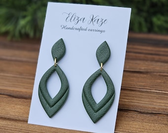 Green Dangle Earrings: Terracotta Lightweight Statement Earrings