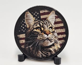 Main coon Coin – with American Flag – Personalized Pet Memorial Gift