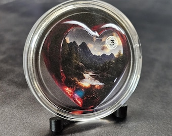 Custom heart Recovery Coin – Handmade Medallion with Heart Landscape Design