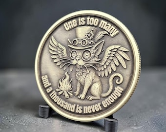 Steampunk Cat Recovery Coin | NA or AA Sobriety Anniversary Gift