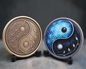 Yin Yang Sobriety Coin | Personalized NA or AA Recovery Gift | Color or Laser Engraved | Custom Milestone Coin